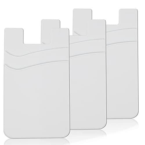 3 Pack White Adhesive Phone Wallet Stick on Card Holder for Phone Case - color: White