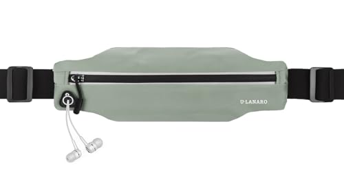 U·LANARO Slim Running Belt Fanny Pack Running Phone Holder Waist Band Pouch - color: Light Gray