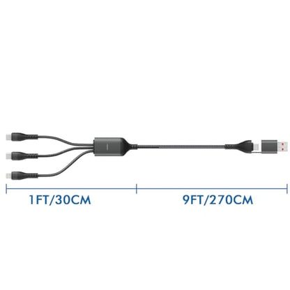 Awnuwuy 100W Multi 3 in 2 Charge Cable for Lightning/USB C/Micro, 4FT - size: AC to C+L+M(10FT)