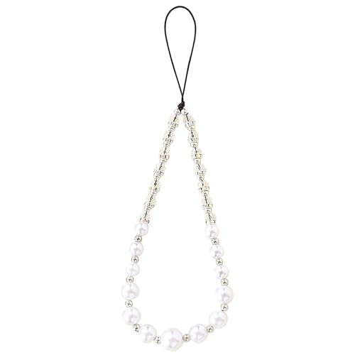 Beaded Phone Charm Lanyard Strap Girly Style Fixed Beads Pearl Lanyards - color: PH-bszz-3