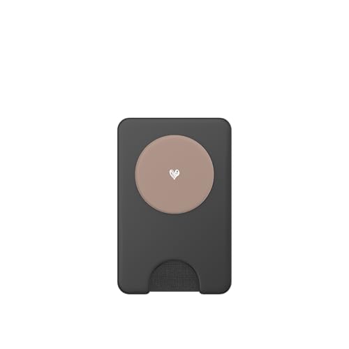 Cute Mocha Brown Heart Love Minimalist PopSockets PopWallet for MagSafe - style: Magnetic PopWallet
