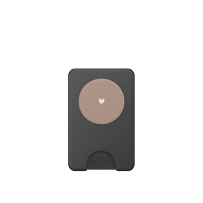 Cute Mocha Brown Heart Love Minimalist PopSockets PopWallet for MagSafe - style: Magnetic PopWallet