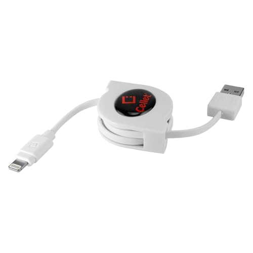 Cellet Retractable Lightning Cable, Charging Cord Compatible with Apple iPhone 14 Pro Max mini SE 13 12 11 Xs Xr X SE iPad Pro Air Mini 5,4 iPod Touch, (Apple MFI Certified Lighting Cable) - style: Lighting (Apple) White