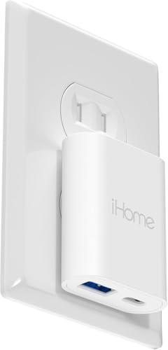 iHome 2-Port 20W Dual Port USB-C and USB-A Wall Charger, Travel Adapter - color: White