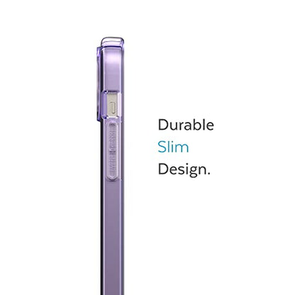 Speck Clear iPhone 15 Plus & 14 Plus Case Drop Protection, Scratch Resistant Dual Layer Slim Phone Case for 6.7 Inch iPhones - Anti-Yellowing & Anti-Fade Case - Amethyst Purple GemShell - color: Amethyst Purple/Clear