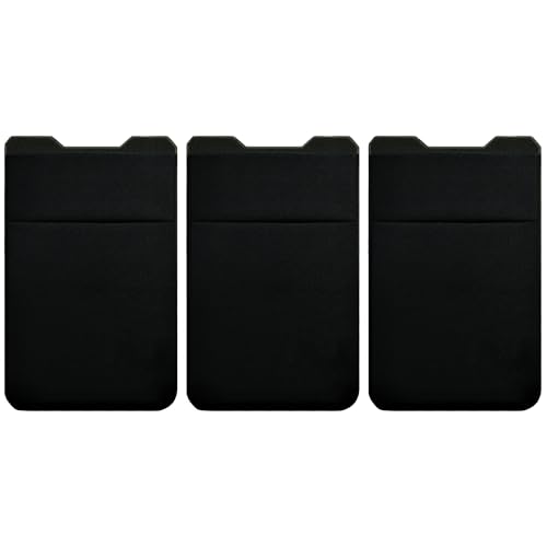 Gecko Travel Tech Double Pocket - Adhesive Card Holder - Cell Phone Pouch - Stick on Spandex Pocket - Carry Credit Cards and Cash (3 PACK - -BLANK- BLACK) - color: 3 PACK - --BLANK-- BLACK