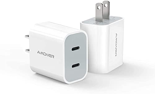 USB C Charger, Amoner 2Pack Type C Fast Charger, Dual Port 25W PD Fast USB C iPhone Wall Charger Compatible with iPhone 16/16 Pro/15/14/13/12/11/SE/XS, Galaxy, Pixel 4/3 and More