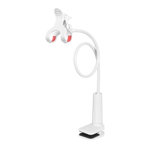 Bed Phone Holder Laying – Durable High-Performance Ergonomic Lightweight Versatile Down Flexible Desktop Stand, Compact, Cell Clip Long, Arm Gooseneck Bracket Mount Clamp | Desk Premium - color: White