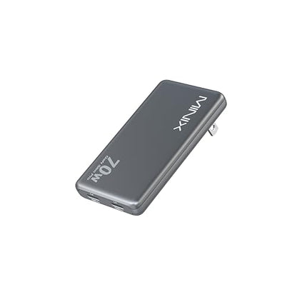 MINIX 70W Flat USB C Wall Charger, Slim Foldable Dual Type C GaN Plug