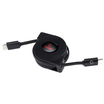 Cellet MFi Certified Retractable Lightning to USB-C Cable – 3ft Fast Charging Cord – Tangle-Free, Portable & Durable – Compatible with iPhone, iPad, and USB-C Chargers - style: USB-C to Lighting