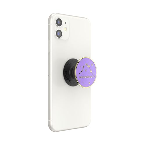 PopSockets Phone Grip with Expanding Kickstand, Adhesive Grip, Enamel - Zodiac Aquarius - color: Aquarius