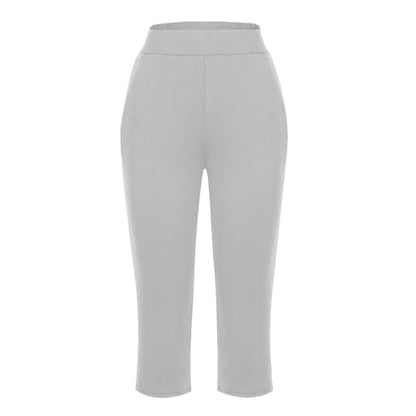 Womens Cropped Pants Plus Size Elasticated Waist Stretch Capri Pant - color: A#04 Gray, size: XX-Large