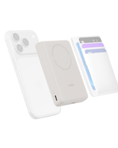 Belkin 10000mAh Qi2 15W Slim Magnetic Power Bank with USB C Cable - color: Sand