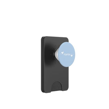 Cute Mama Lettering Hearts Mom Blue PopSockets PopWallet for MagSafe - style: Magnetic PopWallet