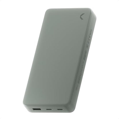 Clemm 35W Portable Charger 20000mAh Power Bank, 3-Port Battery Pack with 2 USB-C & 1 USB-A, Quick Charge & PD, Up to 4 Phone Charges, Soft-Touch Travel Charger for iPhone, Samsung & iPad (Gray)