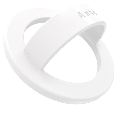Anteel Magnetic Silicone Ring Grip Phone Holder, Strong Magnetic Attraction, Comfy and Portable, Removable Finger Loop Grip for Magsafe Phone Case (White) - color: White