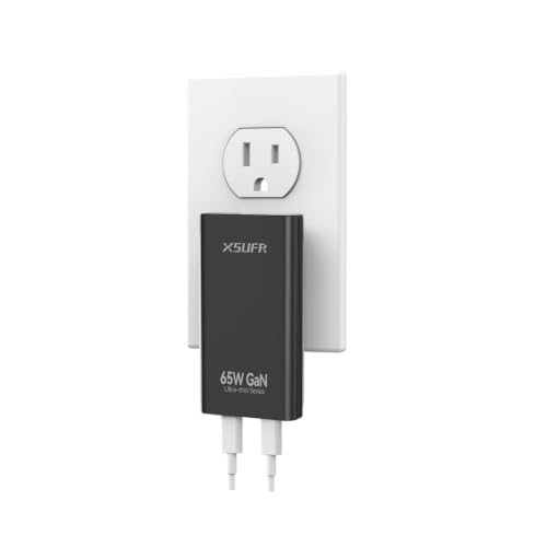 65W GaN Flat USB C Wall Charger with Folding Travel Dual USB-C Port,Fast Charging with PPS for for MacBook, iPhone 17/16/15/14/13/12/11/Pro Max/XS/XR,Galaxy S24/S23/Note20, Pixel 9/8,Black