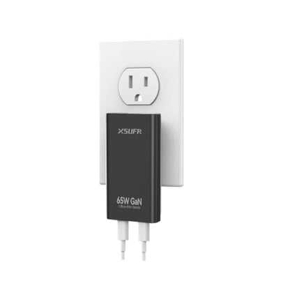 65W GaN Flat USB C Wall Charger with Folding Travel Dual USB-C Port,Fast Charging with PPS for for MacBook, iPhone 17/16/15/14/13/12/11/Pro Max/XS/XR,Galaxy S24/S23/Note20, Pixel 9/8,Black