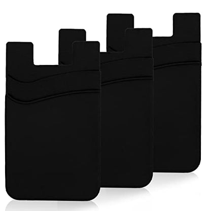 3 Pack Black Adhesive Phone Wallet Stick on Card Holder for Phone Case - color: Black