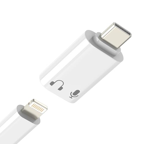 USB C Male to Lightning Female Headphone Adapter for Iphone 17 16 15 Pro Max for Apple Audio Lighting Microphone Type C Converter Earphone Adaptor Cable Mic Earbuds for Ipad Compatible for Samsung S25