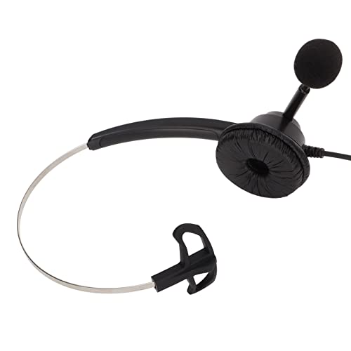 3.5mm Single Ear Call Center Headset with Noise Cancelling Microphone for VOIP Phones ABS Material Ultra Light Design for All Day Comfort