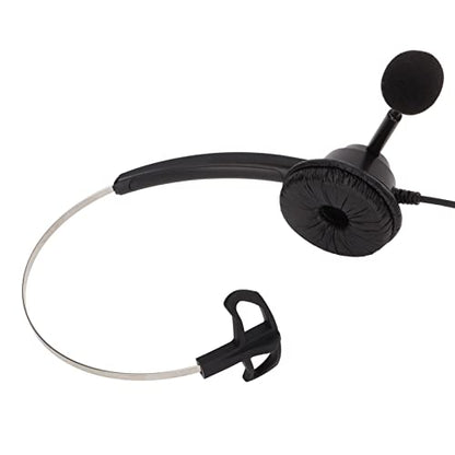 3.5mm Single Ear Call Center Headset with Noise Cancelling Microphone for VOIP Phones ABS Material Ultra Light Design for All Day Comfort
