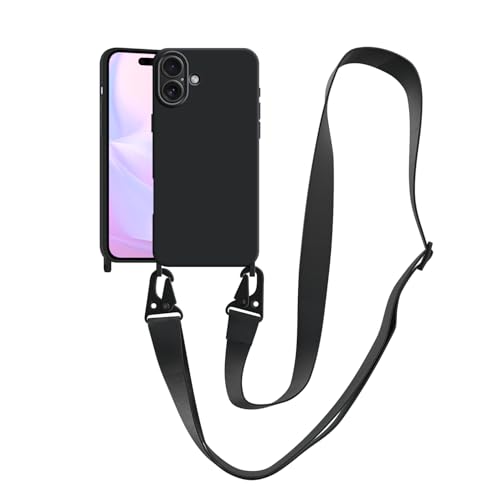 Compatible with iPhone 16e/ 17e Case with Lanyard Crossbody iPhone Case with Strap Adjustable Shockproof Drop Protection Silicone Phone Cover for iPhone 16e/ 17e 6.1’’ Black - color: Black, size: iPhone 16e/ 17e
