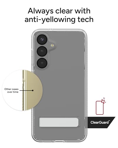 ZAGG Crystal Palace Samsung Galaxy S25+ Case with Kickstand - Crystal Clear, 13ft Drop Protection, Anti-Yellowing, Graphene Reinforced, Wireless Charging Compatible, Anti-Scratch - size: Samsung Galaxy S25 Plus, style: Without Snap