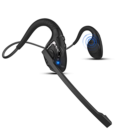 iDIGMALL Bluetooth Headset with Mic, Open Ear Headphones with Microphone - color: Black