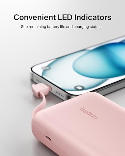 Belkin 10000mAh 20W USB C Power Bank, Portable Charger for iPhone & iPad - color: Pink, style: 10K mAh