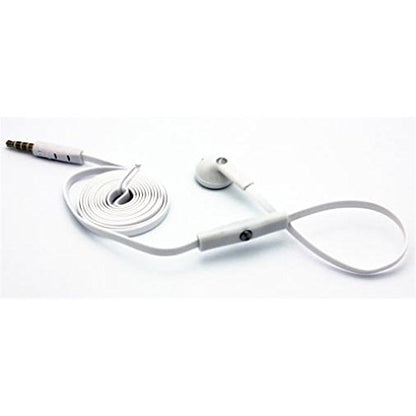 Mono Headset Wired Earphone Single Earbud 3.5mm Headphone Flat White Compatible with Kyocera DuraXV Extreme