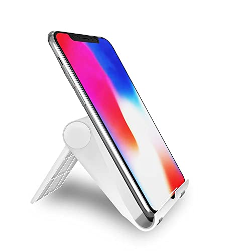 Adjustable Cell Phone Stand for Desk, Portable Phone Holder Compatible with Most iPhone, Samsung and Other Smartphones - White - color: White
