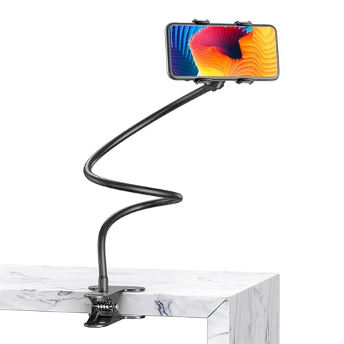 Hslyee Lazy Phone Stand - Suitable for Fixing on Tables, Chairs, and headboards,Universal 360 Degree Flexible Bracket Long Arm Clip Clamp Mount for Bed