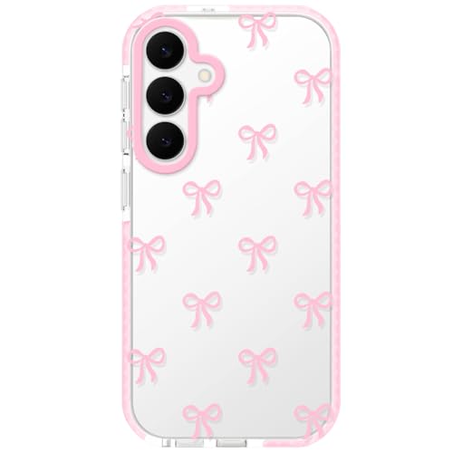 Dumkery Cute Phone Case for Samsung Galaxy S25 FE, Bow Aesthetic Pattern Print Cases, Soft Clear TPU Shockproof Bumper Cover for Girls Women, Pink - size: Samsung Galaxy S25 FE