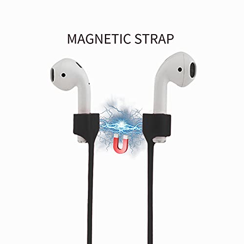 BUISAMG AirPods Magnetic Anti-Lose Strap, Soft Silicone Sport Lanyard - color: Black