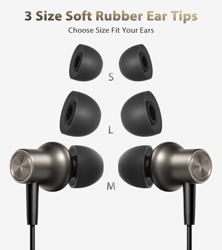 USB C Earbuds Wired Headphones Small Ear Buds with Mic for Apple/Android - color: Gunmetal