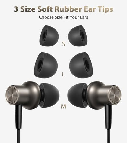 USB C Earbuds Wired Headphones Small Ear Buds with Mic for Apple/Android - color: Gunmetal
