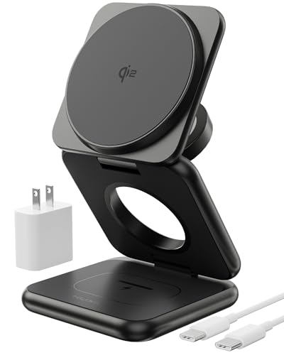 KUXIU Qi2-Certified 15W 3 in 1 Magnetic Wireless Charging Station for Apple - color: Black