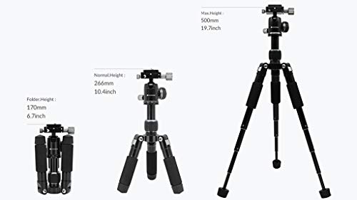 Tripod 50V Low-Profile Mini Tripod for Camera and iPhone Tabletop & Travel Compact Tripod with Pan Handle Aluminum Alloy Compatible with DSLR Smartphones 20 Inch Max Height - style: Tripod 50V