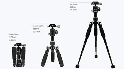 Tripod 50V Low-Profile Mini Tripod for Camera and iPhone Tabletop & Travel Compact Tripod with Pan Handle Aluminum Alloy Compatible with DSLR Smartphones 20 Inch Max Height - style: Tripod 50V