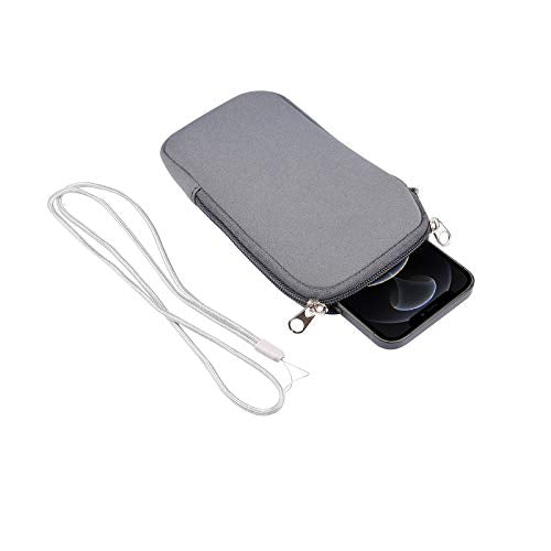 Neoprene Cell Phone Sleeve Zipper Phone Pouch Case for Samsung Galaxy S26 Ultra S25 Ultra S24 Ultra S23 Ultra A17 A16 A26 A36 A56 A15 A25 A35 A55 A14 A13 A07 A06 A05 A04 A03s, iPhone 16 Pro Max (Gray) - color: Gray