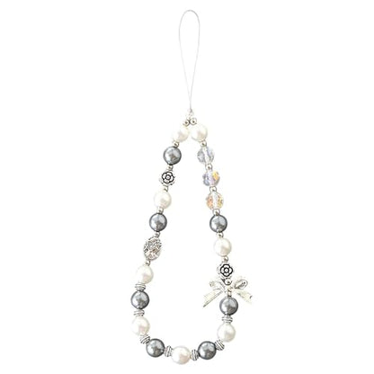 Beaded Phone Charm Lanyard Strap Girly Style Fixed Beads Pearl Lanyards - color: PH-yzhd-1