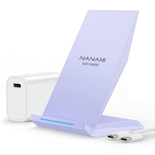 NANAMI Wireless Charger with 20W PD Adapter Fast Wireless Charging Stand - color: Purple