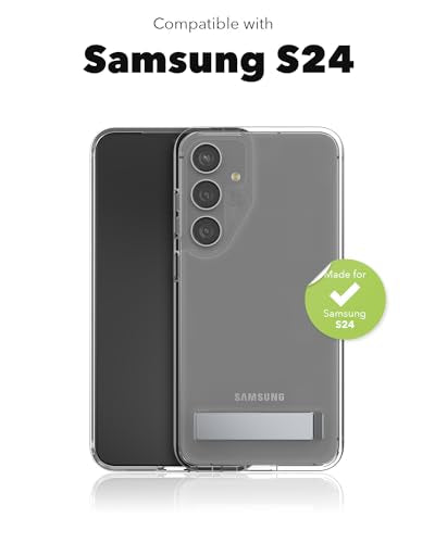 ZAGG Crystal Palace Samsung Galaxy S24 Case with Kickstand - Ultra-Slim, Graphene-Enhanced, Crystal Clear Protection, 13ft Drop Resistant, Eco-Friendly, Clear - size: Samsung Galaxy S24, style: Without Snap