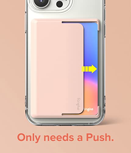 Ringke Side Slot Card Holder for Phone Case, Business Card Holder for Women, Men, ID Credit Card Holder Stick on, Phone Wallet Compatible with iPhone, Galaxy, and Pixel - Peach Pink (2 Pack) - color: Peach Pink (2 Pack)