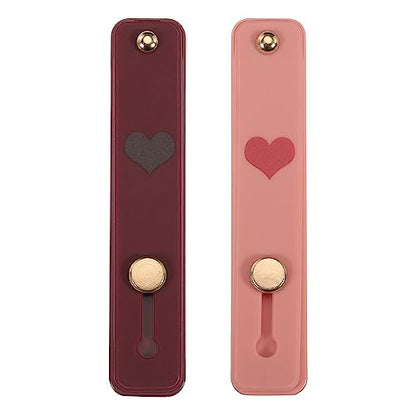 MECCANIXITY 2 Pcs Phone Loop Finger Holder Silicone Phone Strap Grip Holder Cell Phone Grip Stand for Most Smartphones Dark Red,Dark Pink - color: Dark Red,Dark Pink