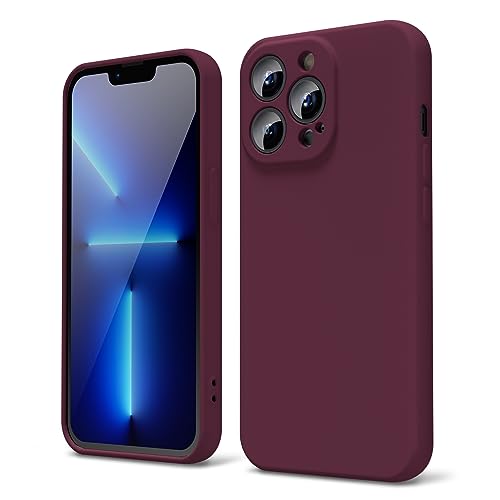 oakxco Designed for iPhone 13 Pro Phone Case Liquid Silicone, Cute Thin Slim Soft Rubber TPU Plain Smooth Gel Cover for Women Girl Aesthetic, Matte Solid Protective & Shockproof, Burgundy Plum Wine - color: Burgundy, size: 13 Pro