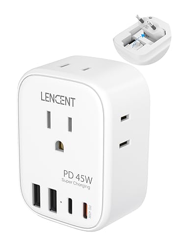 LENCENT European Travel Plug Adapter, PD 45W Type C Foldable Power Plug - style: Type C-45W-Most of Europe
