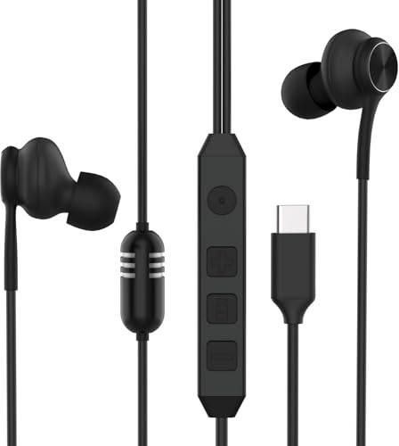 USB C Wired Gaming Earbuds, in-Ear Headphones with Built-in DAC Sound Card, Low-Latency, 5 EQ Modes, Vocal Enhancement & Microphone, Compatible with iPhone 15/16 Series, Samsung S22/S23/S24
