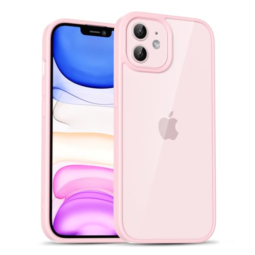 for iPhone 11 Case Clear, Cute Transparent 11 Phone Case Hard Shell & Soft Silicone Bumper & Clear Back, Acrylic Plastic TPU Non Yellowing Phone Cover for Women, Light Pink - color: Light Pink, size: 11